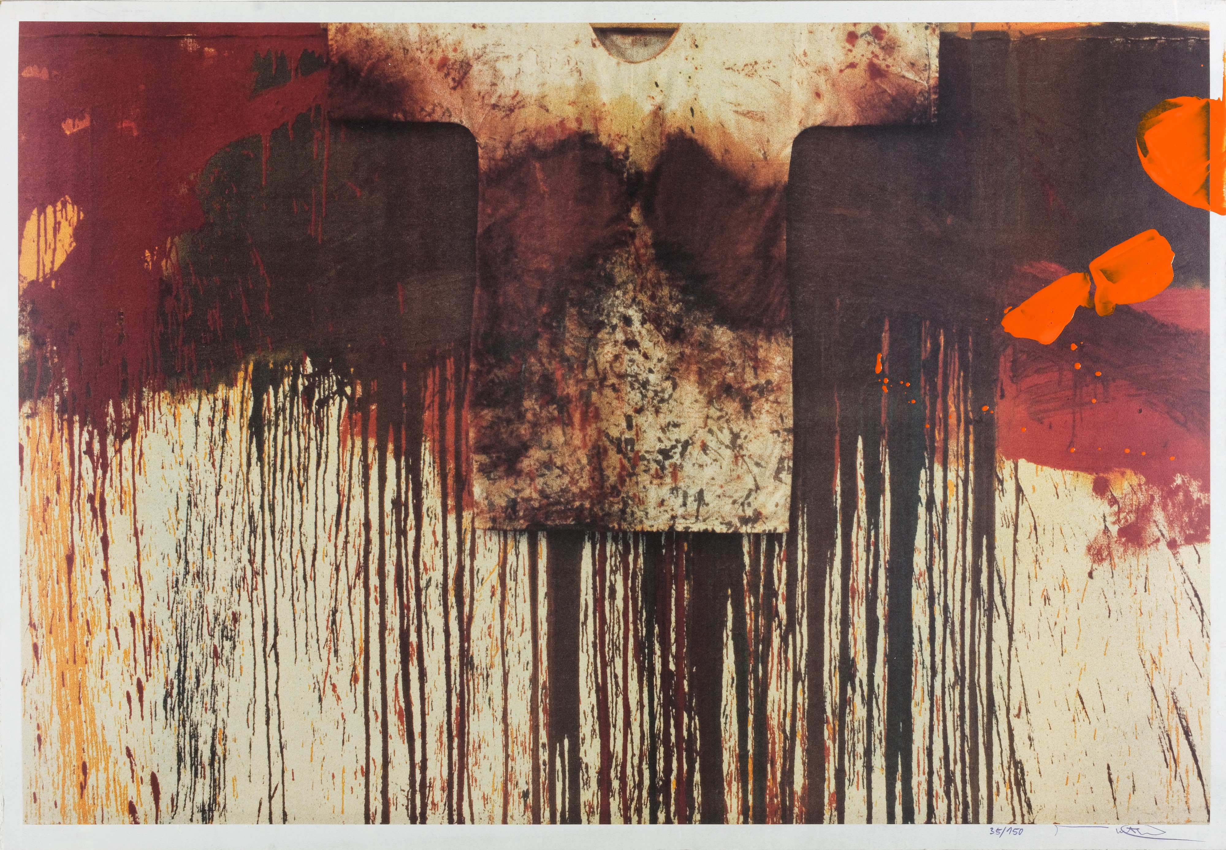 Übermalte bild-lithographien