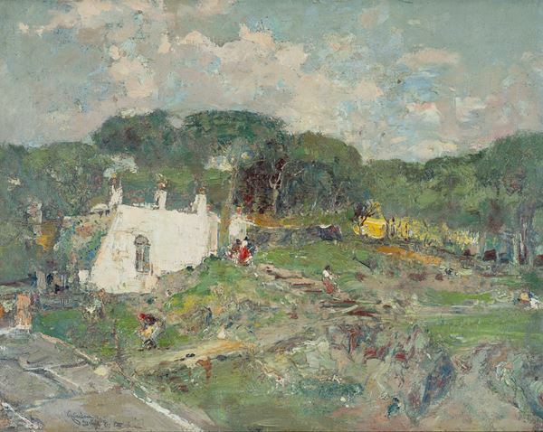 Giuseppe Casciaro - Strada di campagna con casolare