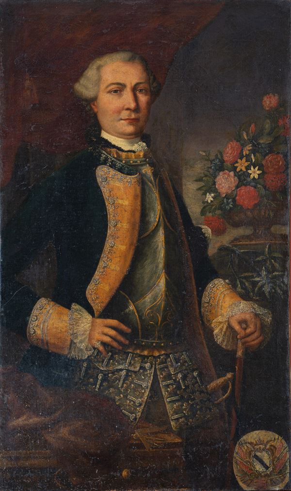 Scuola italiana, XVIII secolo : Ritratto di nobiluomo  - Olio su tela - Asta Oggetti d'arte, Dipinti Antichi e del XIX secolo - Blindarte Casa d'Aste