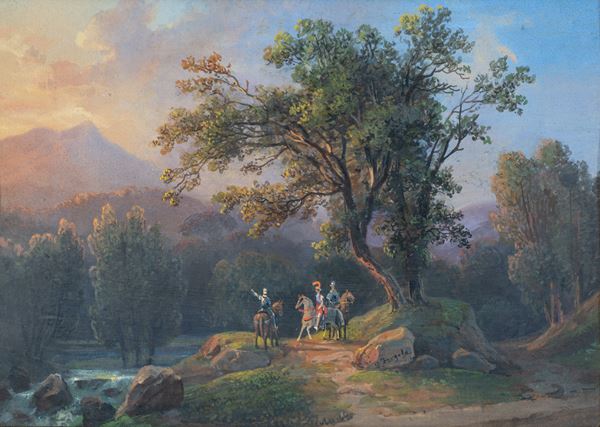 Salvatore  Fergola - Paesaggio nei pressi di uno stagno