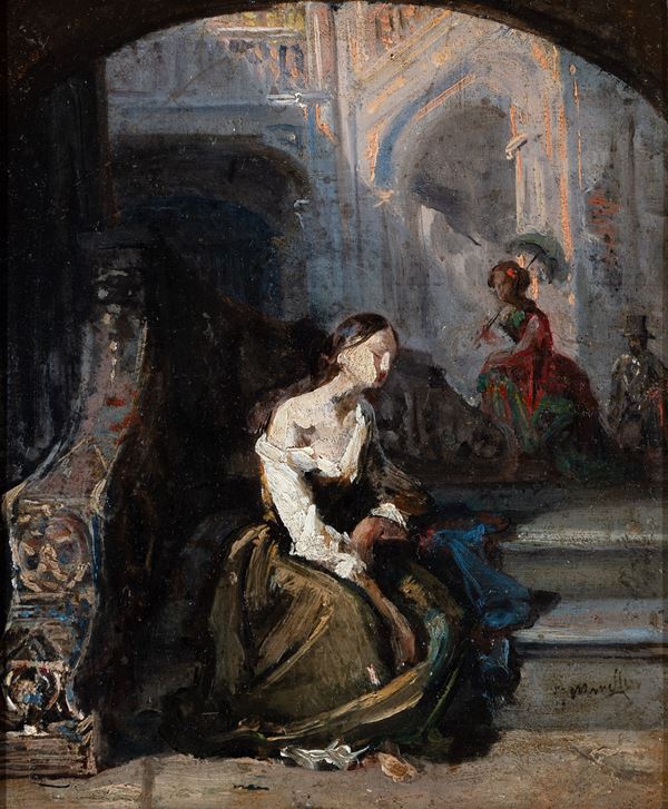 Domenico Morelli (Napoli 1826 - 1901) - L'elemosina