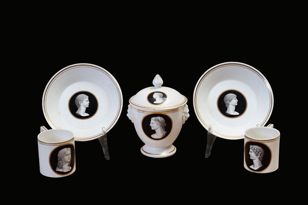 Fabbrica di  Francesco   Securo (Sicilia, 1746/ 1827) : Tête-à-tête con ritratti di personaggi famosi dell'antichità  - Asta Oggetti d'arte, Dipinti Antichi e del XIX secolo - Blindarte Casa d'Aste