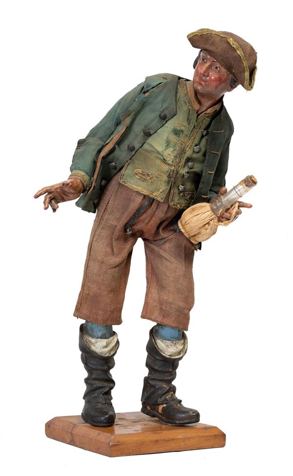 Manifattura napoletana, prima met&#224; del XIX secolo - Innkeeper with flask of wine