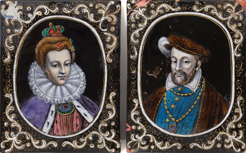Coppia di ritratti di Caterina de' Medici e Enrico di Valois, re di Francia