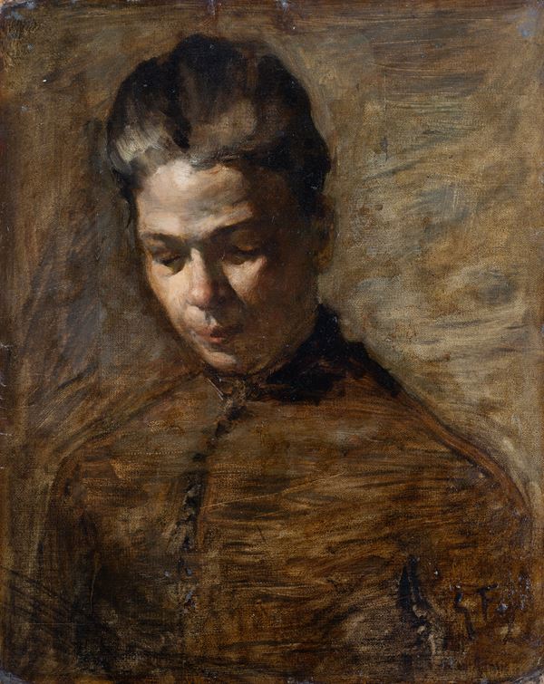 Giacomo  Favretto (Venezia, 1849 &#8211; 1887) - Ritratto femminile