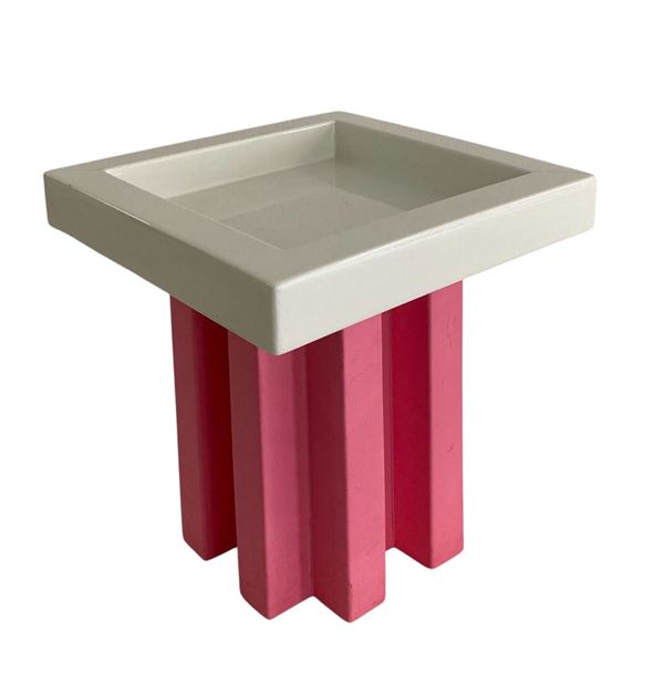 Ettore  Sottsass - Fruttiera bianca e rosa