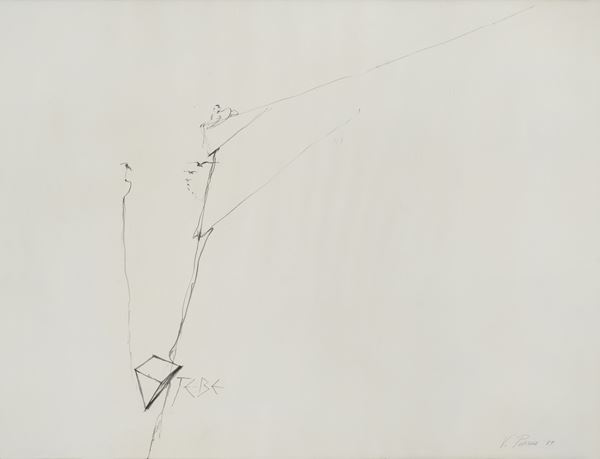 Vettor Pisani : Tebe  (1989)  - Matita su carta - Asta Arte Moderna e Contemporanea - Blindarte Casa d'Aste