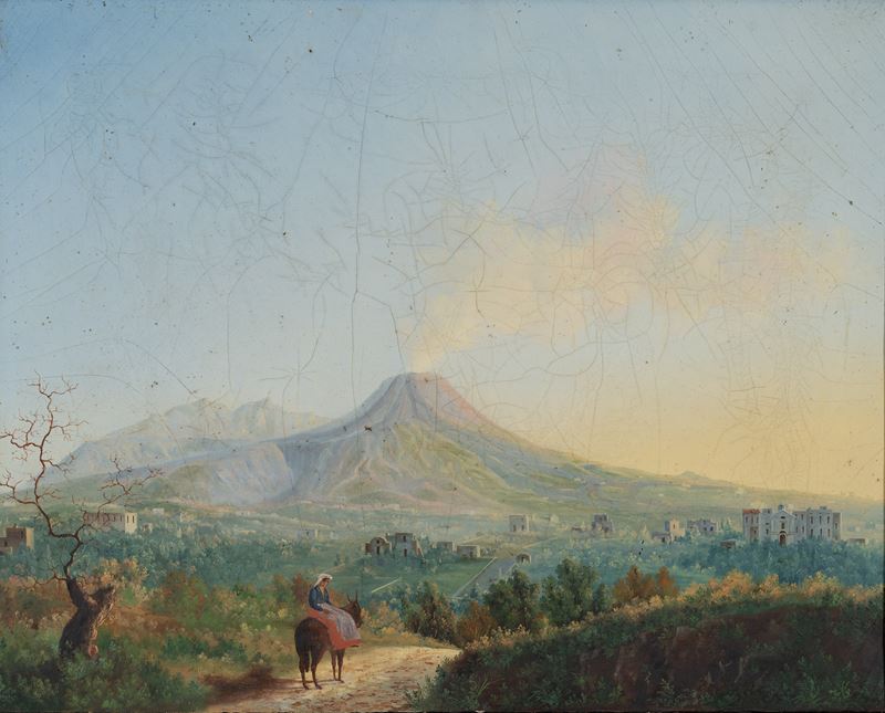Veduta di Torre del Greco con Vesuvio sullo sfondo