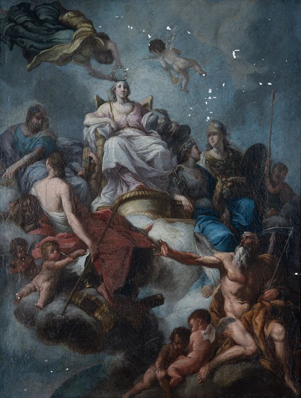 Scuola romana, XVII secolo - TRIONFO DELLA CLEMENZA DIVINA
