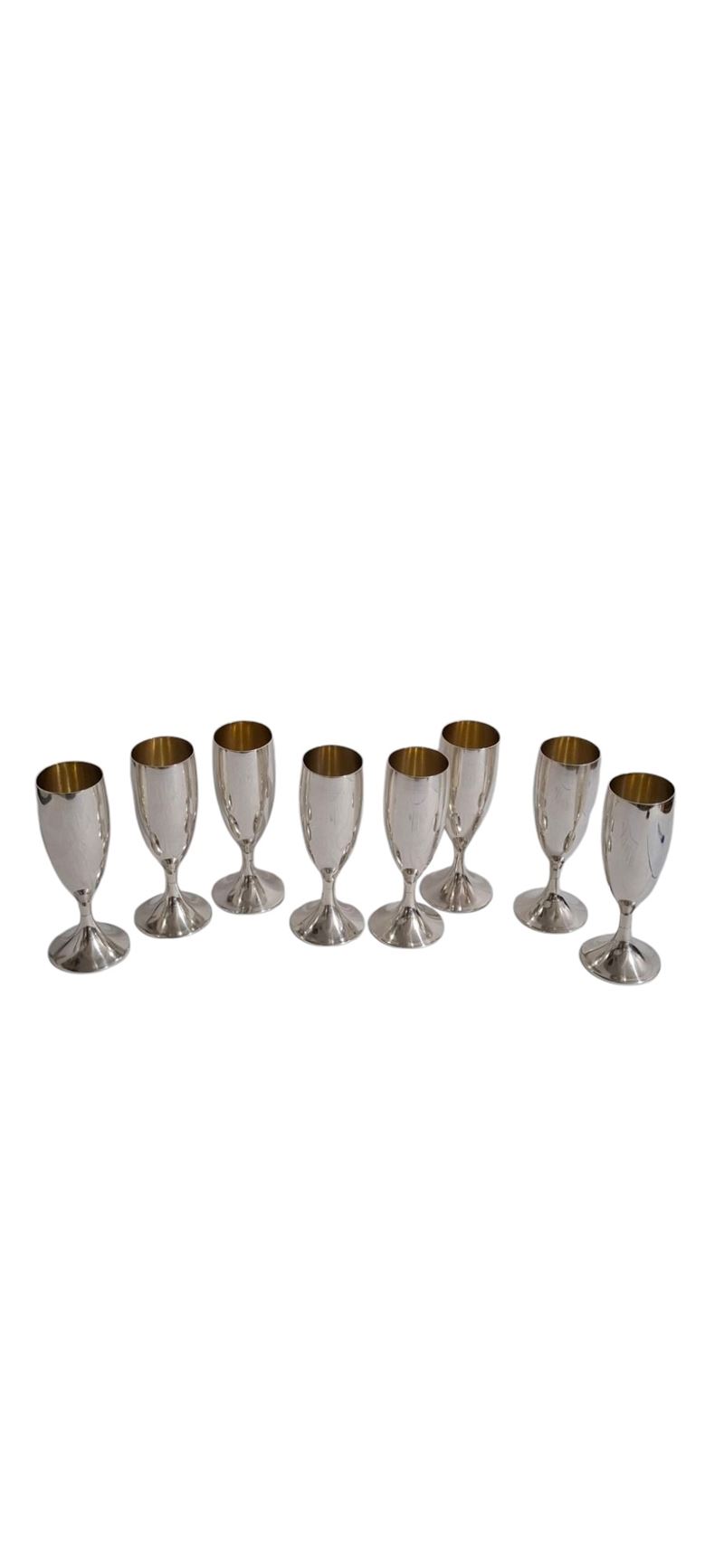 Manifattura Italiana, XX Secolo - Set di 8 Flutes in Metallo Argentato