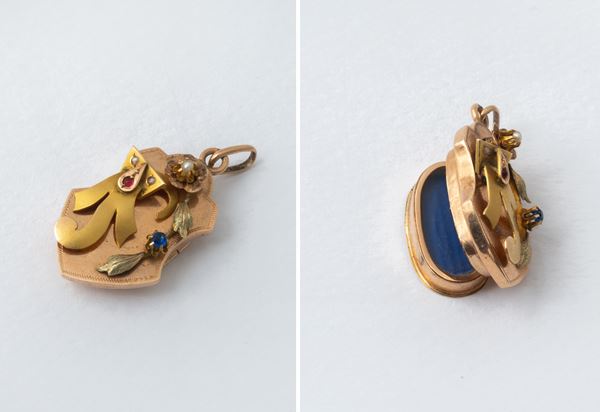 Antico ciondolo reliquiario  - in oro 9 carati - Asta GIOIELLI, OROLOGI, ARTI DECORATIVE, DESIGN E ARTE ORIENTALE - Blindarte Casa d'Aste