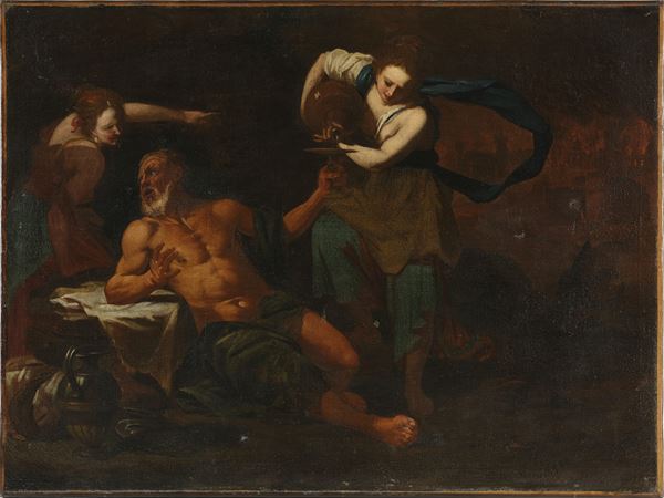 Scuola veneta, XVIII secolo - Lot and his daughters