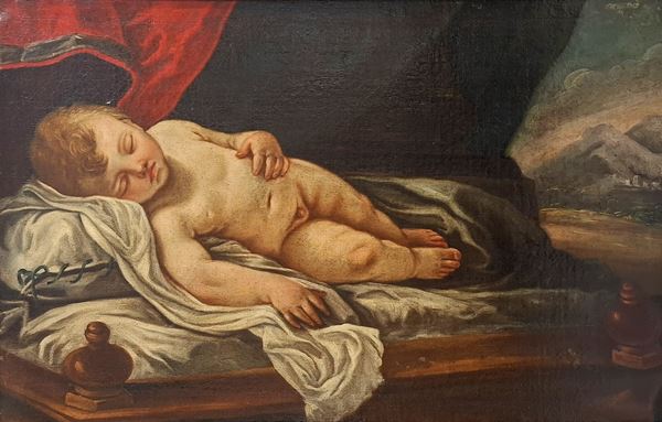 Scuola italiana, fine XVIII inizi XIX secolo - Bimbo addormentato