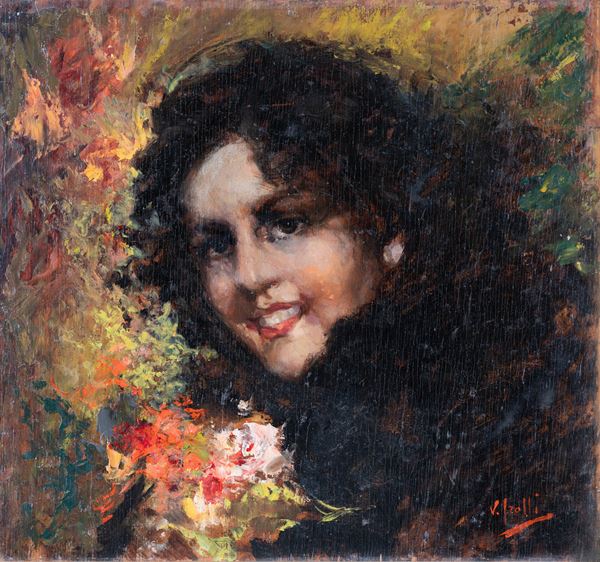 Vincenzo Irolli (Napoli, 1860 - 1949) - Ritratto femminile