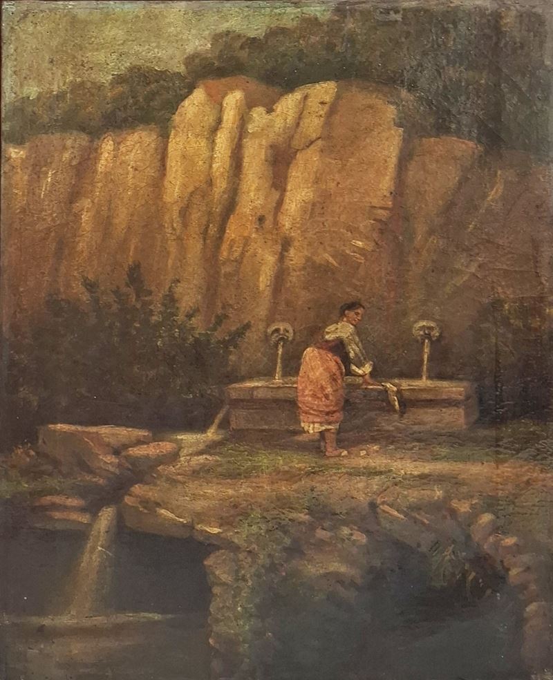 Lavandaia nei pressi di una sorgente