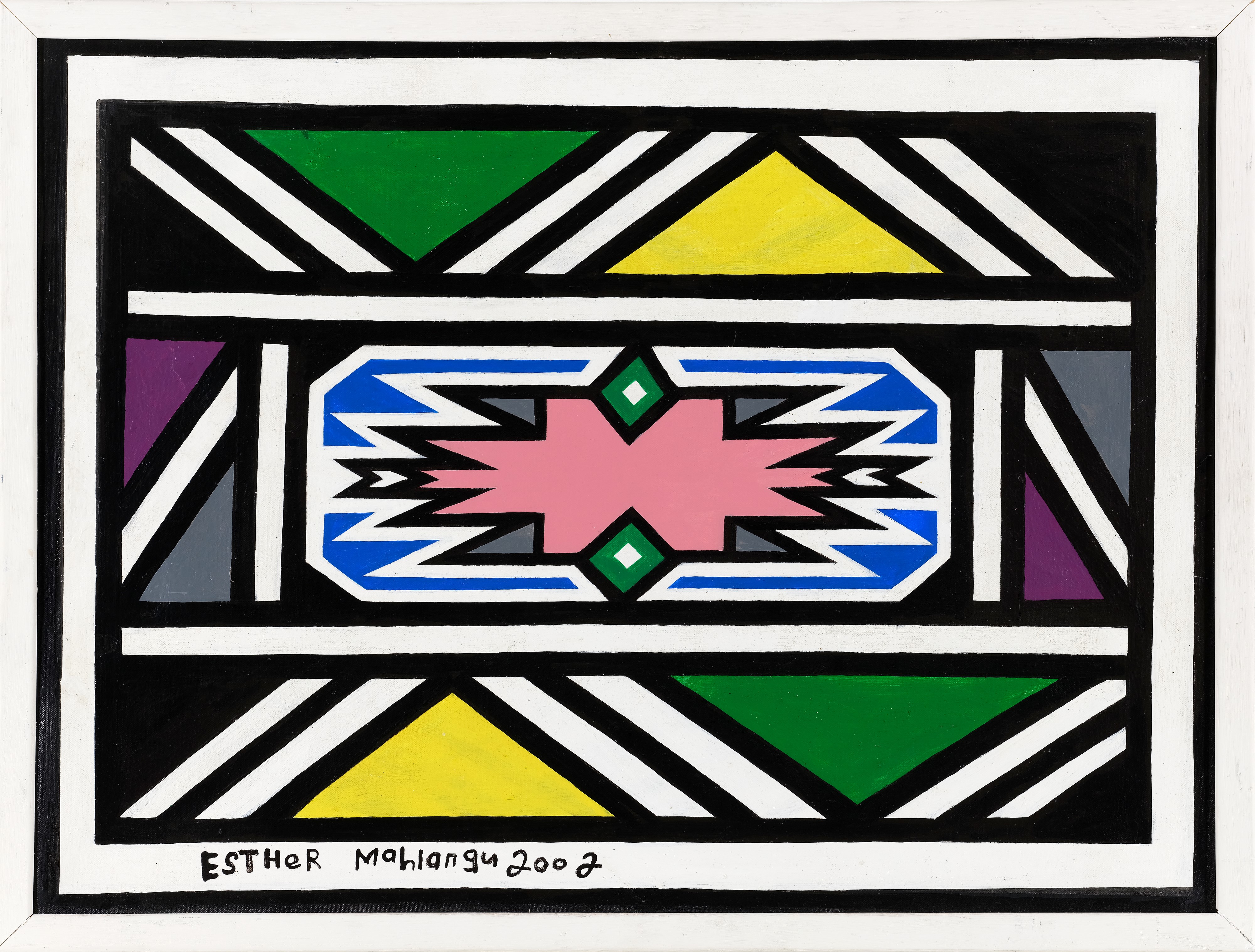 Esther Mahlangu - Senza titolo, pittura ndebele su tela (2002)