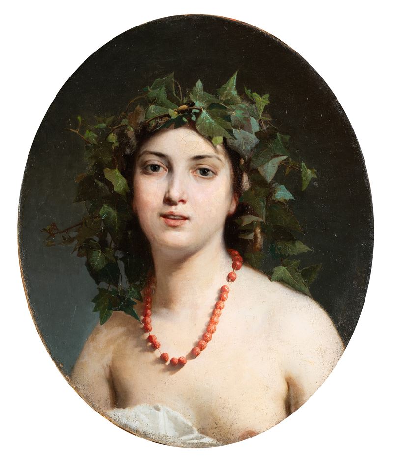 Ritratto di giovane baccante con collana di corallo