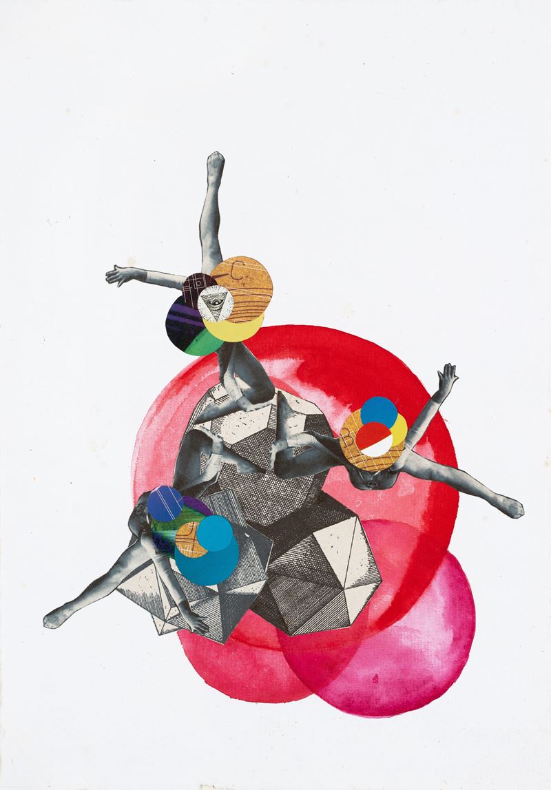 Deborah Ligorio - Senza titolo, acquerello, china e collage su carta