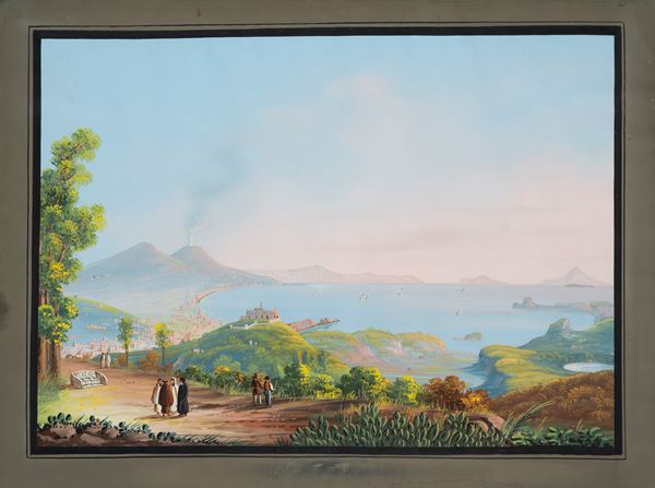 Scuola napoletana, XIX secolo - View of Naples from Camaldoli