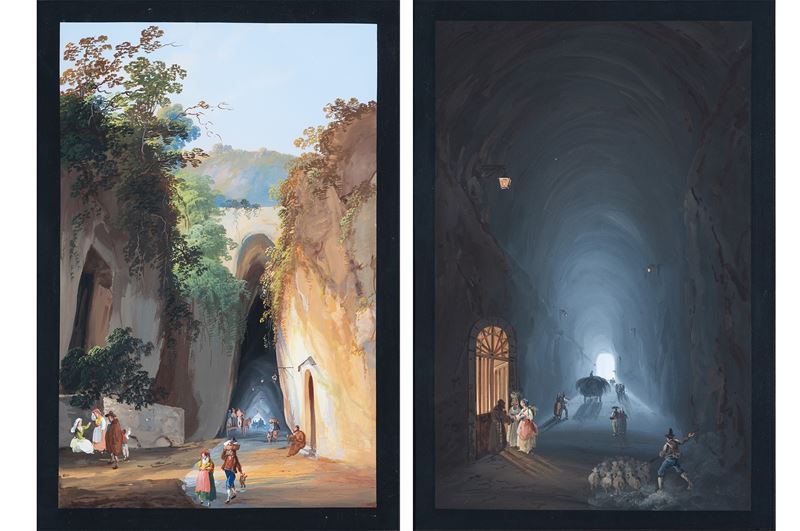 a) Grotta di Pozzuoli; b) Interno della Grotta di Posillipo