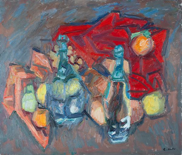 Emilio Notte - Senza titolo (Natura morta con bottiglie)
