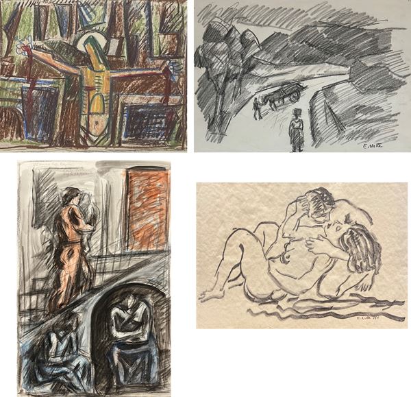 Emilio Notte - Unique lot composed by n. 4 artworks