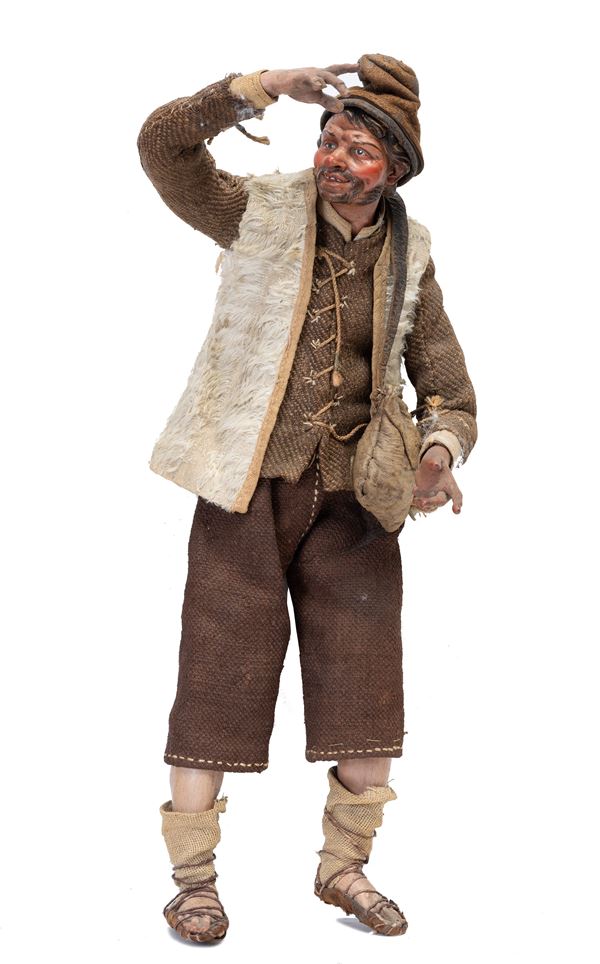 attribuito a Nicola  Somma - Young rustic man with hat and bag