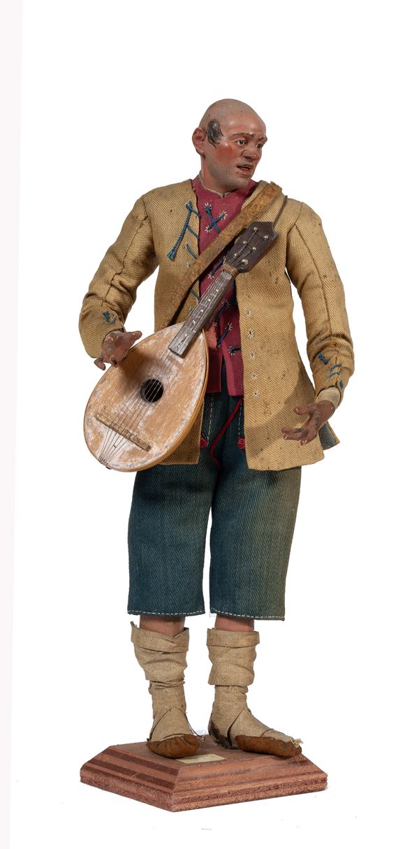 Manifattura napoletana, fine XVIII secolo - Mezzocarattere calvo con mandolino