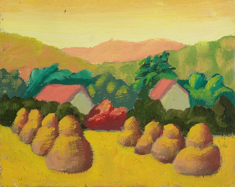 Salvo - Paesaggio del 1982, olio su tavola