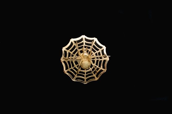 Spilla a forma di ragnatela con ragno