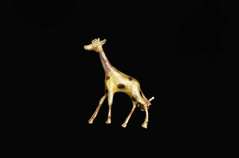 Spilla a forma di giraffa smaltata