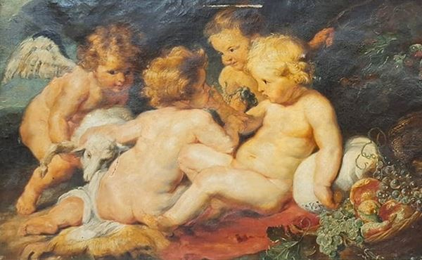 copia da  Rubens - Gesù e Giovanni Battista bambini con due angeli