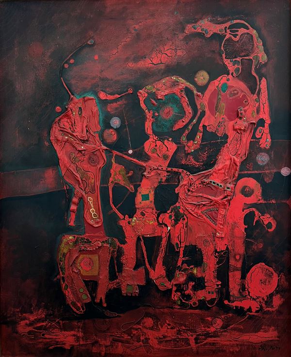 Mario Persico - Paesaggio con tre figure