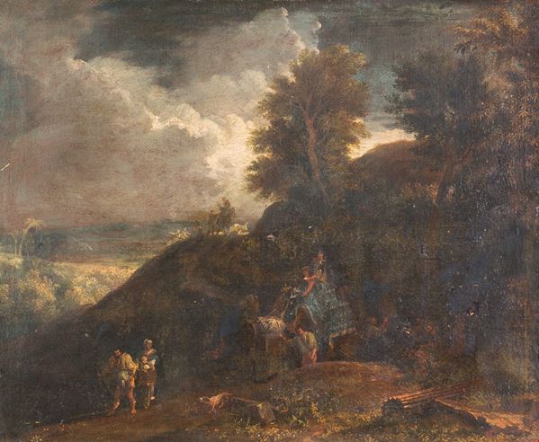 Paesaggio con figure e armenti