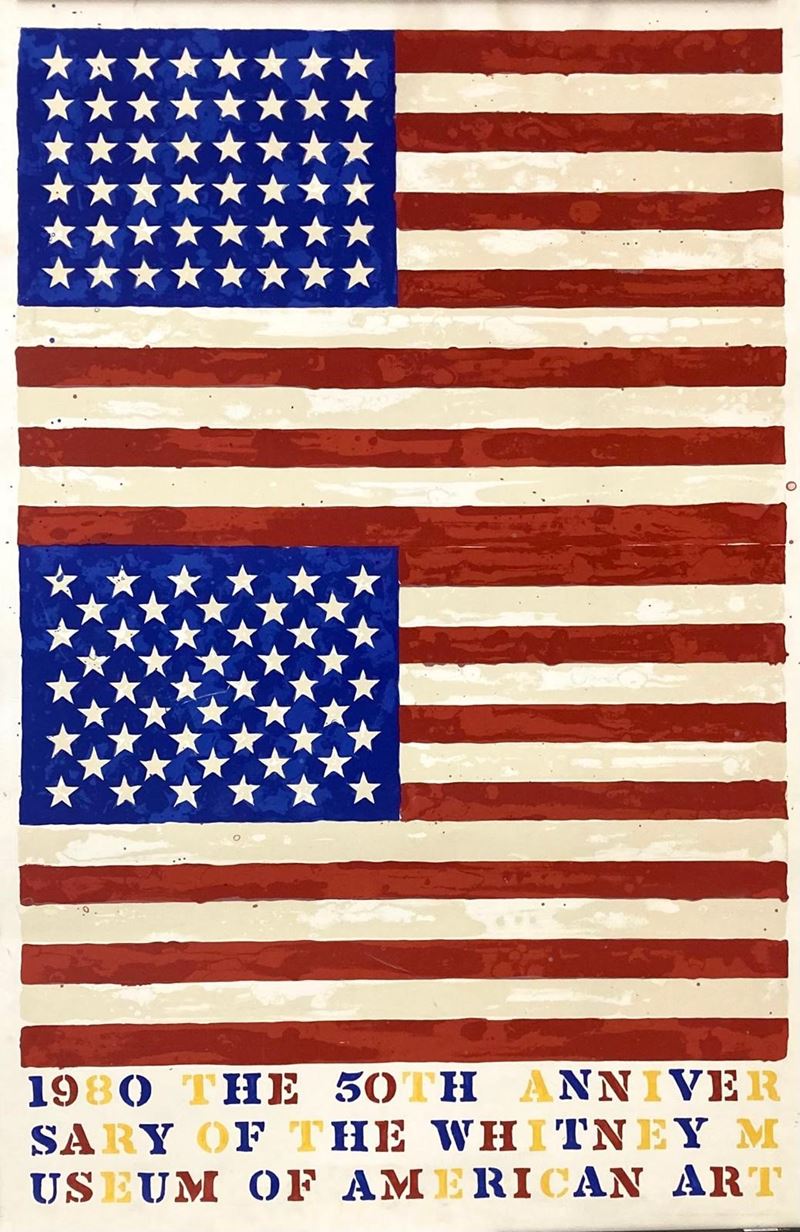 Jasper Johns - The 50th Anniversary Of The Whitney Museum Of American Art (double Flag)