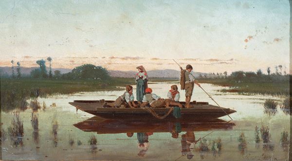 Giuseppe Laezza - Fishing boat at sunset