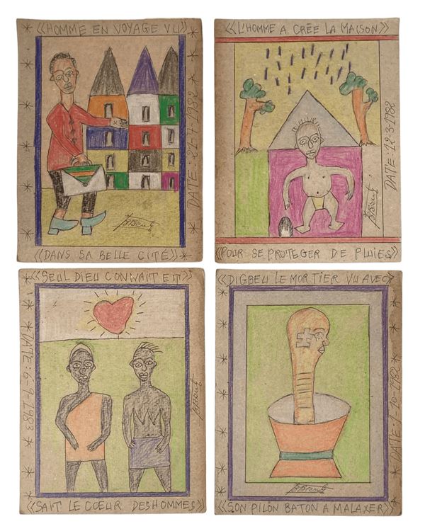 Frédéric Bruly Bouabré - Single lot composed by n.4 artworks