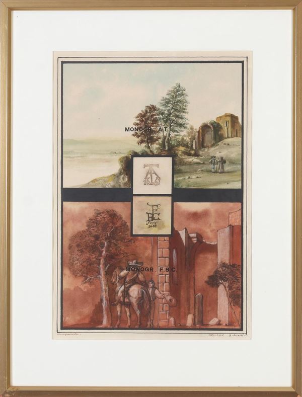 Guido Biasi : Monogrammistes  (1980)  - Mixed media on paper - Auction Modern and Contemporary Art - Blindarte Casa d'Aste