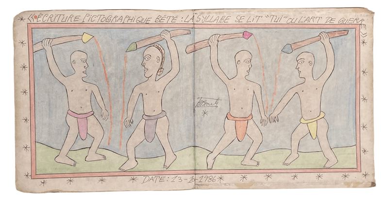 fréDéric Bruly Bouabré - Ecriture Pictographique Bété: la Syllabe se Lit "tui" Ou L'art De Guerre