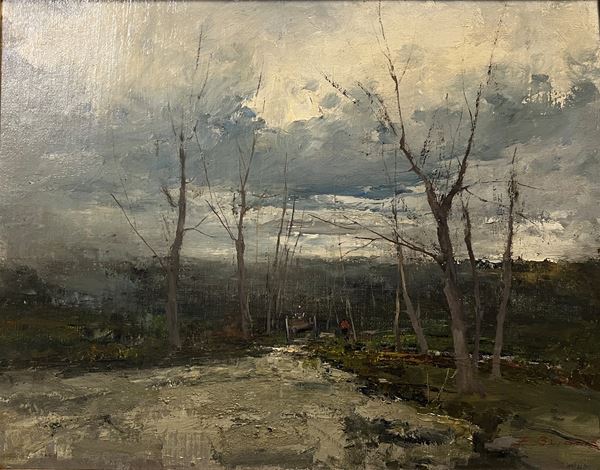 Ezelino Briante (Napoli, 1901 – Roma, 1971) - Paesaggio alberato