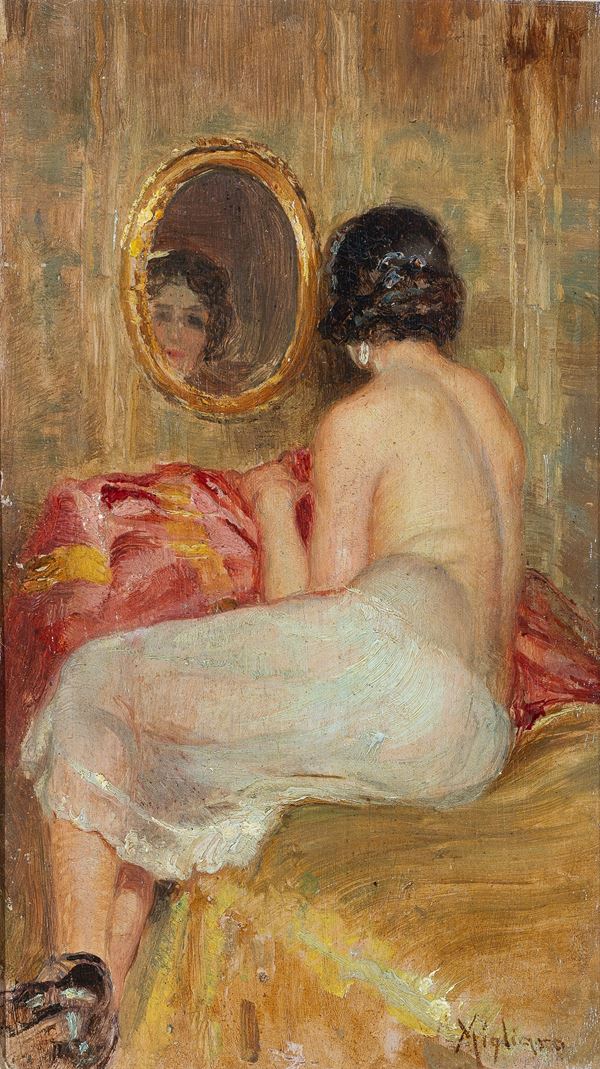 Vincenzo Migliaro - Nudo di donna allo specchio