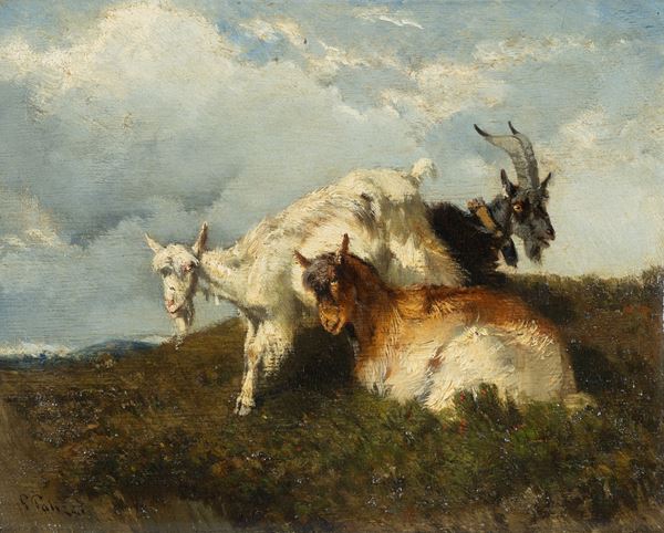 Giuseppe Palizzi (Lanciano, 1812 - Parigi, 1888) - Capre a riposo