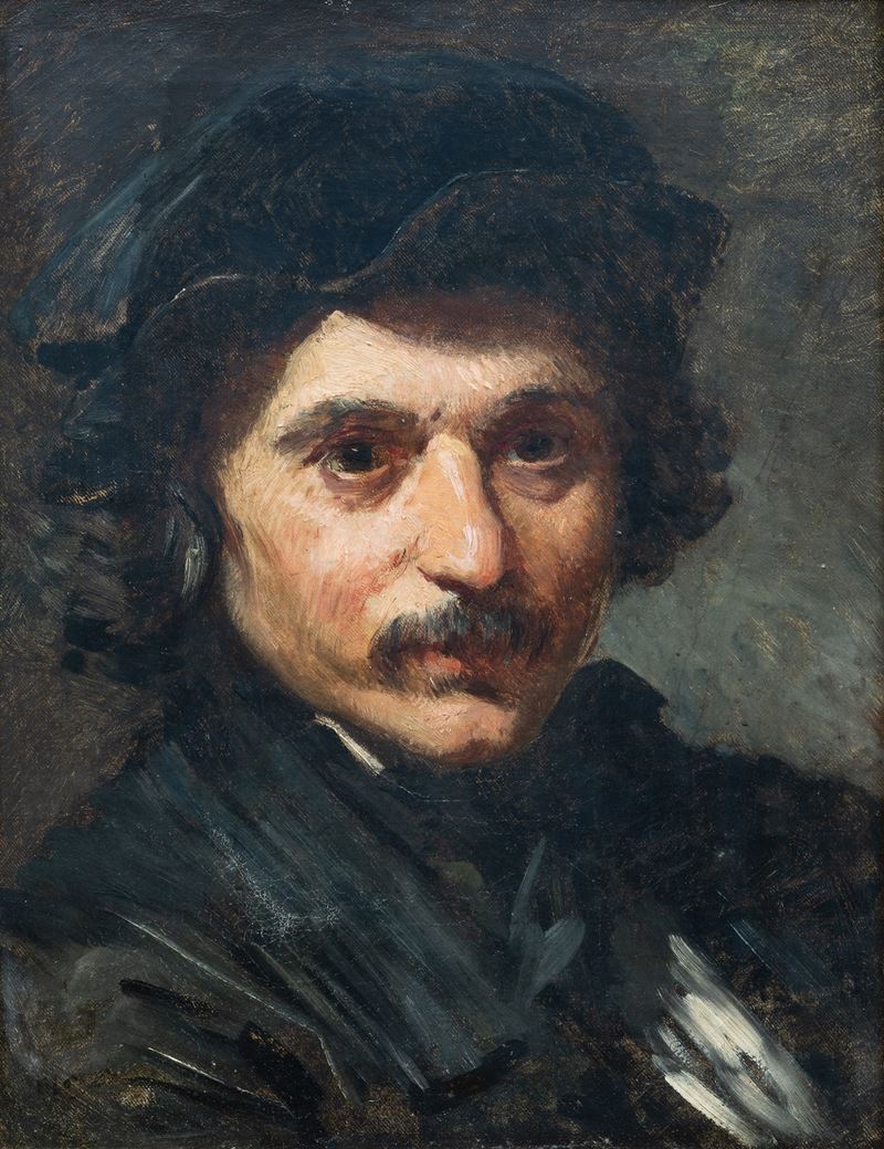 Ritratto di giovane con baffi e cappello