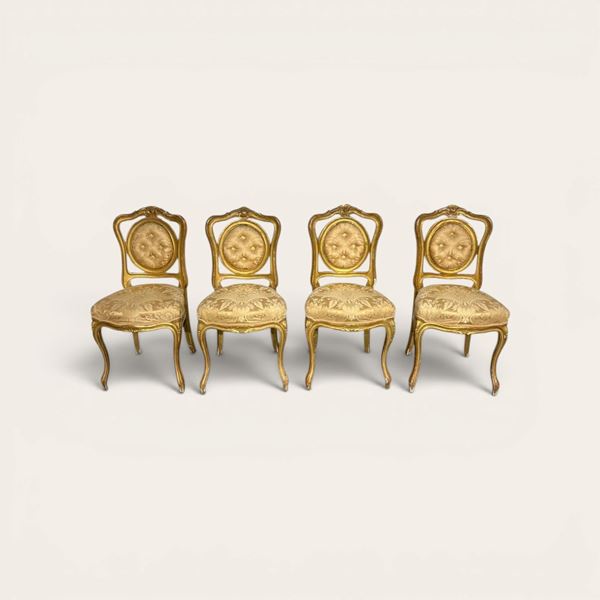 Napoli, periodo Luigi Filippo (XIX secolo) - Unique lot by n.4 chairs