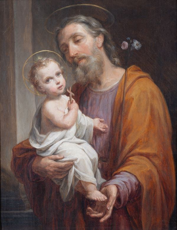 Scuola napoletana, XIX secolo - Saint Joseph with Child