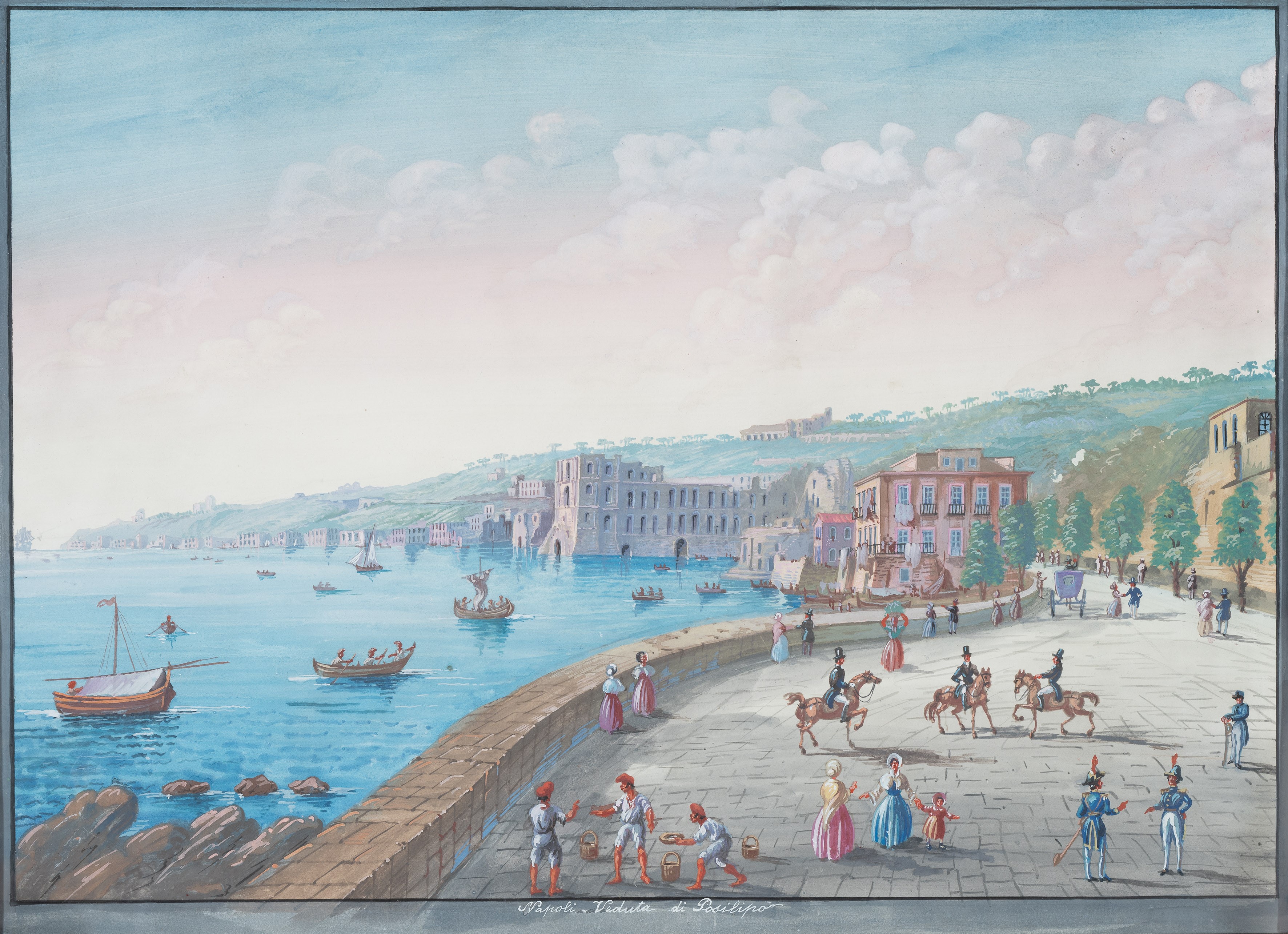 a)Napoli, Veduta di Posillipo; b)Napoli, La Marinella