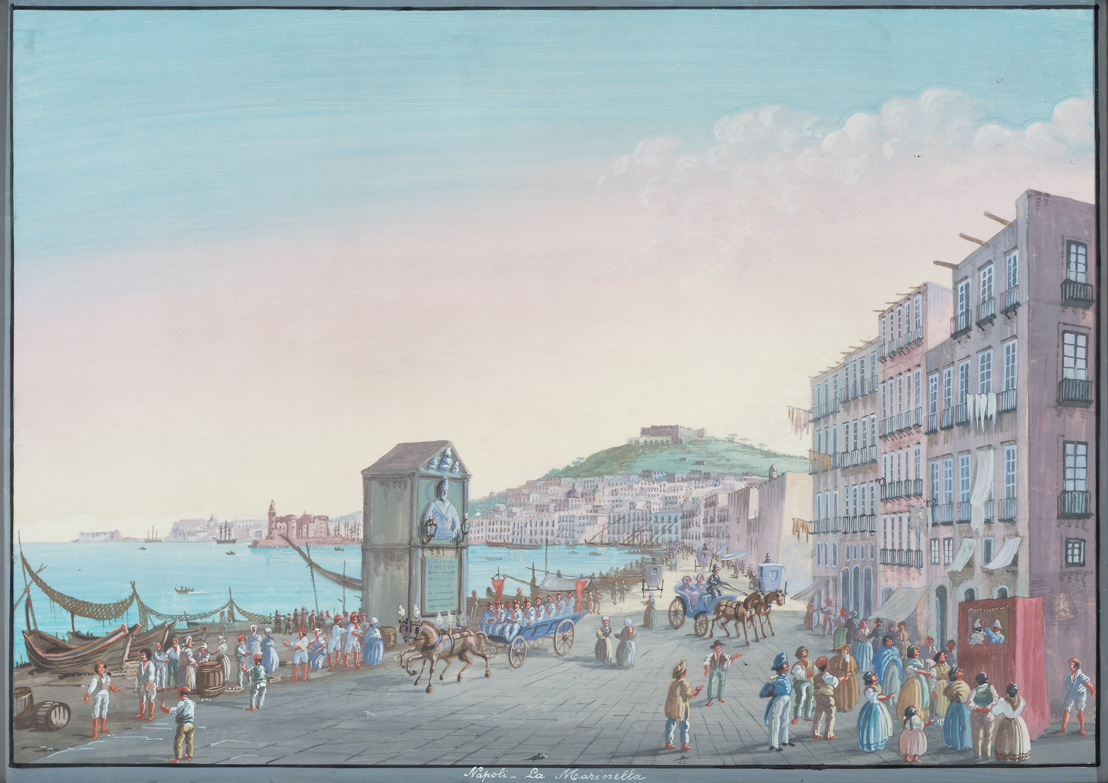 a)Napoli, Veduta di Posillipo; b)Napoli, La Marinella