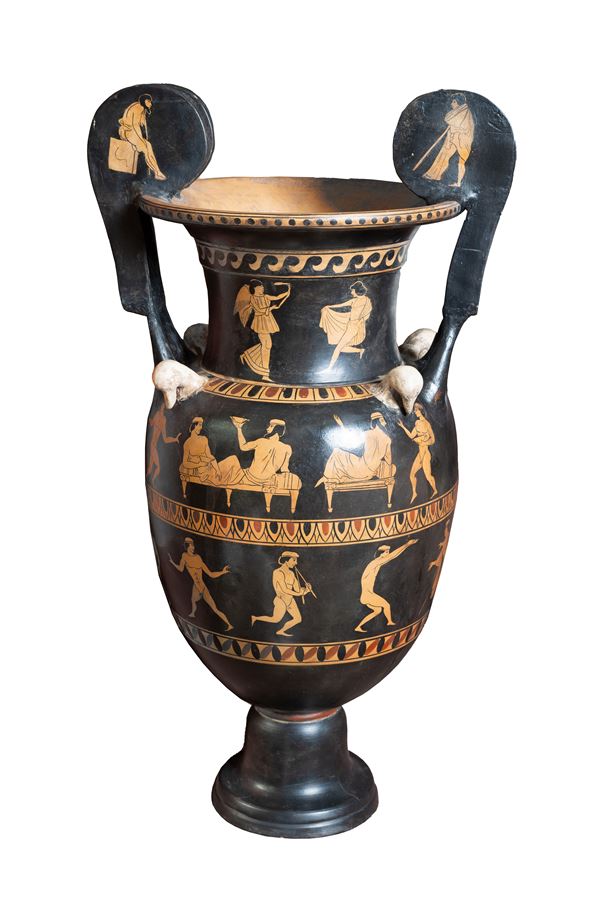 Manifattura italiana, XIX secolo - Volute krater decorated with scenes inspired by the classical world