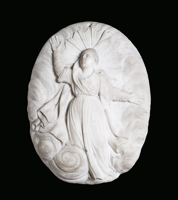 Manifattura napoletana, fine XVIII secolo - Devotional plaque depicting the Virgin of the Assumption