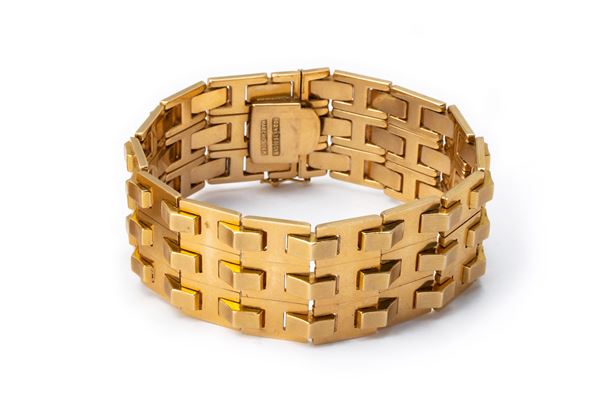 Bracciale anni '40-'50 modello Tank  - in oro rosa 18 carati - Auction JEWELRY, WATCHES AND SILVER OBJECTS - Blindarte Casa d'Aste